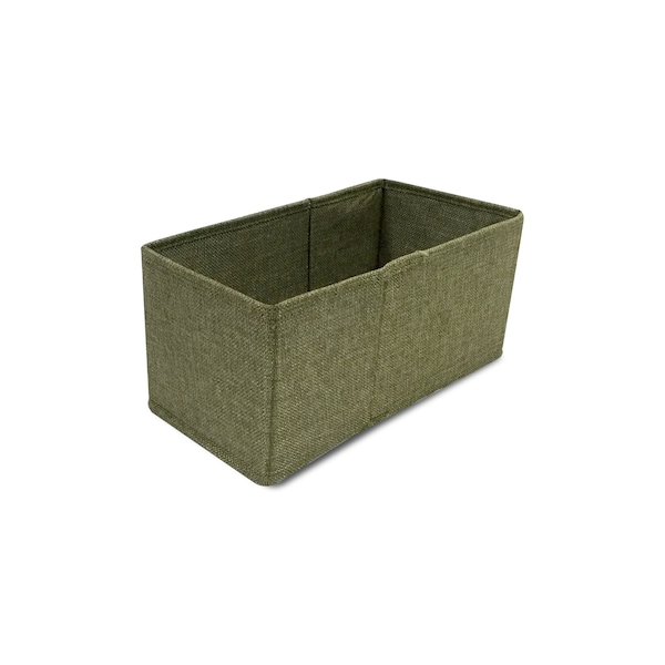 John Louis Home Half Rectangle Fabric Storage Bin, Tweed, Green, 11 in W BIN-HR-T03 - main